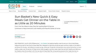 Sun Basket's New Quick & Easy Meals Get Dinner on the Table in as ...