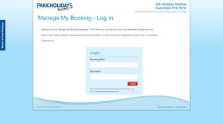 Manage My Booking - Login - Park Holidays UK