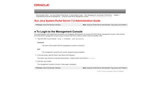 To Login to the Management Console (Sun Java System Portal Server ...