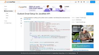 Outlook Email Setup for JavaMail API - Stack Overflow