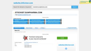 stockist.sunpharma.com at Website Informer. Base E12. Visit Stockist ...