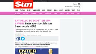 Enter your Scottish Sun Savers code HERE - The Scottish Sun