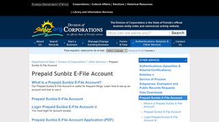 Prepaid Sunbiz E-File Account - Florida Department of State