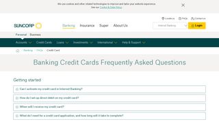 Banking Credit Cards Questions & Answers | FAQs| Suncorp
