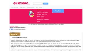 Sundae Bingo | Spend £10 get £70 of tickets and 10 free spins |