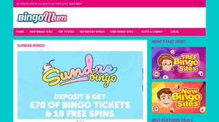 Sundae Bingo | You Have £70 FREE Bingo Tickets Here! - Bingo Mum
