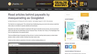 Read articles behind paywalls by masquerading as Googlebot - gHacks