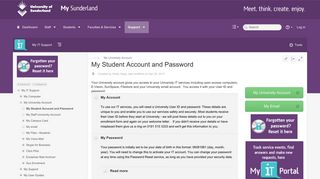 My Student Account and Password - My Sunderland - The University ...