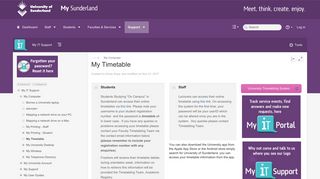 My Timetable - My IT Support - My Sunderland