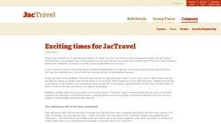 JacTravel News - Exciting times for JacTravel