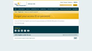 Sun Life Advisor Site - Forgot your access ID or password?