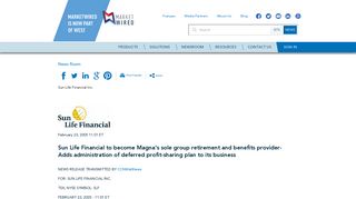 Sun Life Financial to become Magna's sole group retirement and ...