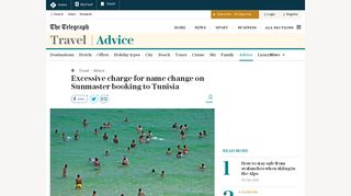 Excessive charge for name change on Sunmaster booking to Tunisia ...
