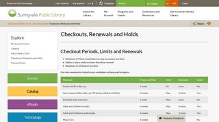 Sunnyvale, CA - Checkouts, Renewals and Holds