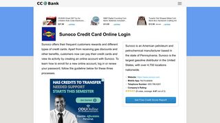 Sunoco Credit Card Online Login - CC Bank