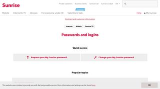 Passwords and logins – Contract and customer ... - Sunrise