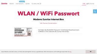 WLAN / WiFi Passwort | Modems | Sunrise Internet Box