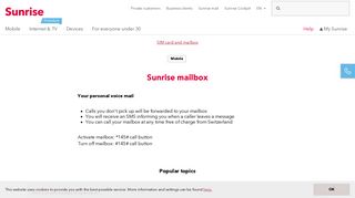Sunrise mailbox – SIM card and mailbox – Sunrise help