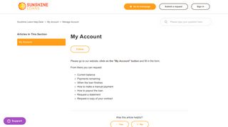 My Account – Sunshine Loans Help-Desk