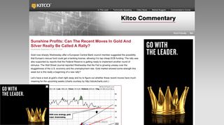 Sunshine Profits: Can The Recent Moves In Gold ... - Kitco Commentary