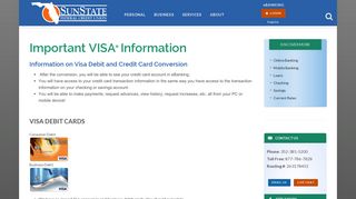 Important VISA ® Information - SunState Federal Credit Union