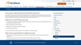 401k & IRA Rollover | SunTrust Investment & Retirement