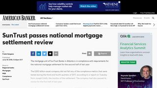 SunTrust passes national mortgage settlement review | American Banker