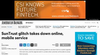 SunTrust glitch takes down online, mobile service | American Banker