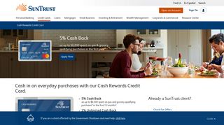 Cash Rewards Credit Card with Cash Back | SunTrust Personal Banking