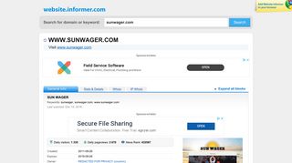 sunwager.com at Website Informer. SUN WAGER. Visit SUN WAGER.