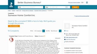 Sunwave Home Comfort Inc | Complaints | Better Business Bureau ...