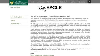 Daily Eagle -- ANGEL to Blackboard Transition Project Update: The ...