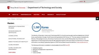 SUNY Korea | Department of Technology and Society