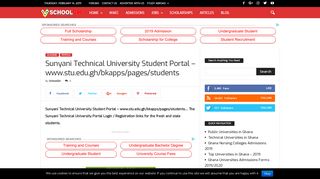 Sunyani Technical University Student Portal – www.stu.edu.gh/bkapps ...