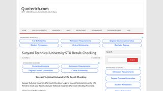 Sunyani Technical University STU Result Checking - Quoterich.com