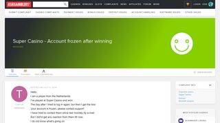 Super Casino - Account frozen after winning - Complaint Solved ...