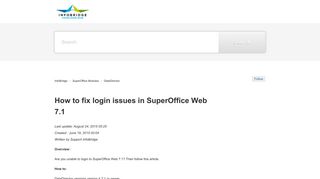 How to fix login issues in SuperOffice Web 7.1 – InfoBridge