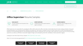 Office Supervisor Resume Samples | JobHero