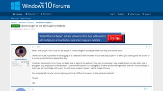 Cannot Login to the Sky Super 6 Website | Windows 10 Forums