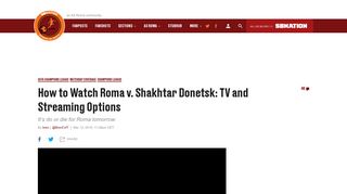 How to Watch Roma v. Shakhtar Donetsk: TV and Streaming ...