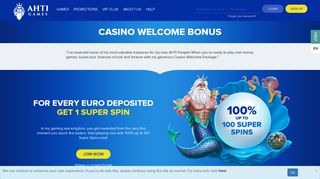Casino Welcome Bonus - 100 Super Spins | AHTI Games