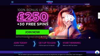 Vegas Spins | up to £250 Bonus + 30 Spins | New Casino Site