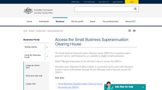 Access the Small Business Superannuation Clearing House - ATO