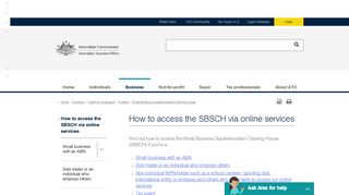 How to access the SBSCH via online services | Australian Taxation ...