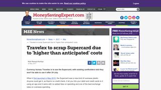 Travelex to scrap Supercard due to 'higher than anticipated' costs