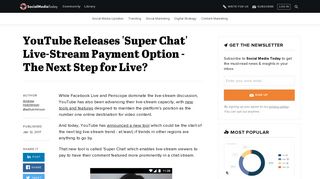 YouTube Releases 'Super Chat' Live-Stream Payment Option - The ...