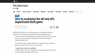 How to customise the all-new AFL SuperCoach Draft game | Adelaide ...