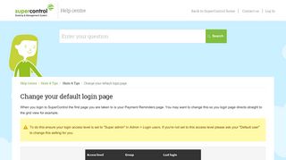 Change your default login page - Help Centre - SuperControl