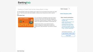 Getting a Credit Card at the Intesa Bank in Italy - Banks of Italy