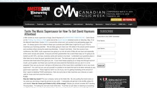 Taste The Music Supersauce (or How To Get David Hayman's Attention)